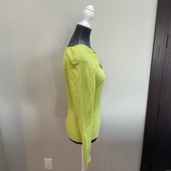 Samsøe Samsøe Everly Twist Front Organic Cotton Lime Green Sweater Size XL - Picture 7 of 10